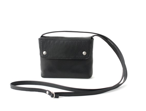 small black leather crossbody