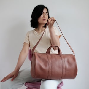 Weekender echt Leder Haselnuss, kleine Reisetasche