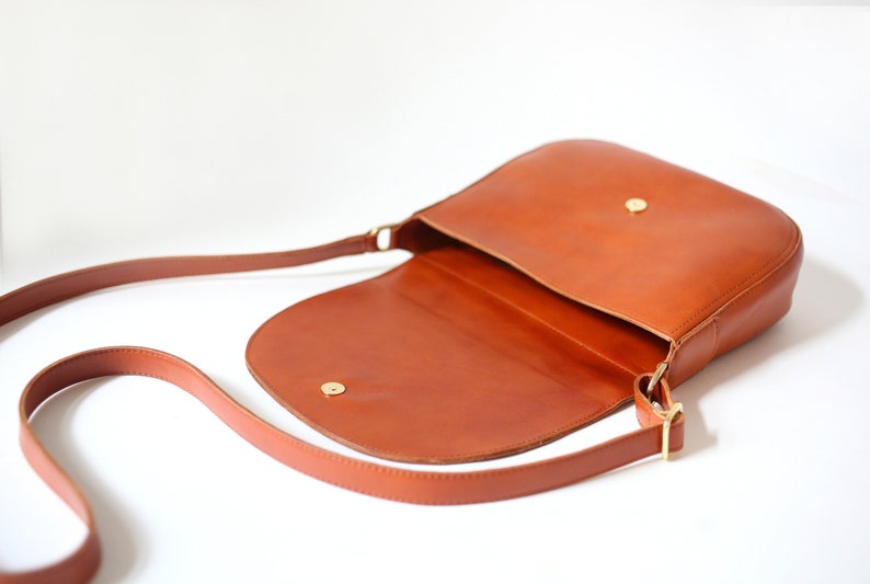 Crossbody Saddle Bag Cognac Brown minimalistic shoulder bag Etsy