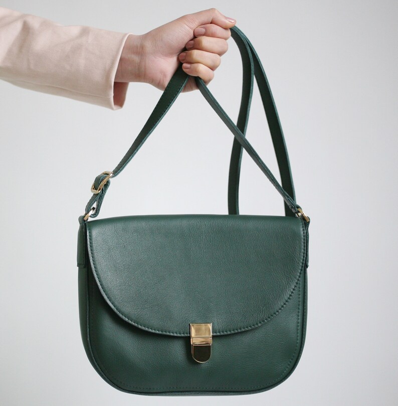 Saddle Bag Forest Green crossbody buckle bag minimalistic Etsy