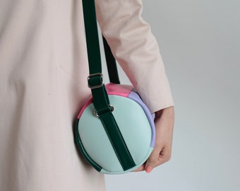 Mini sac de sport, mélange de 4 couleurs, sac à bandoulière rond