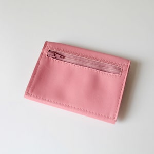 Cartera pequeña Flamingo Pink, cartera plana para mujer, monedero pequeño de piel, cartera para hombre imagen 3