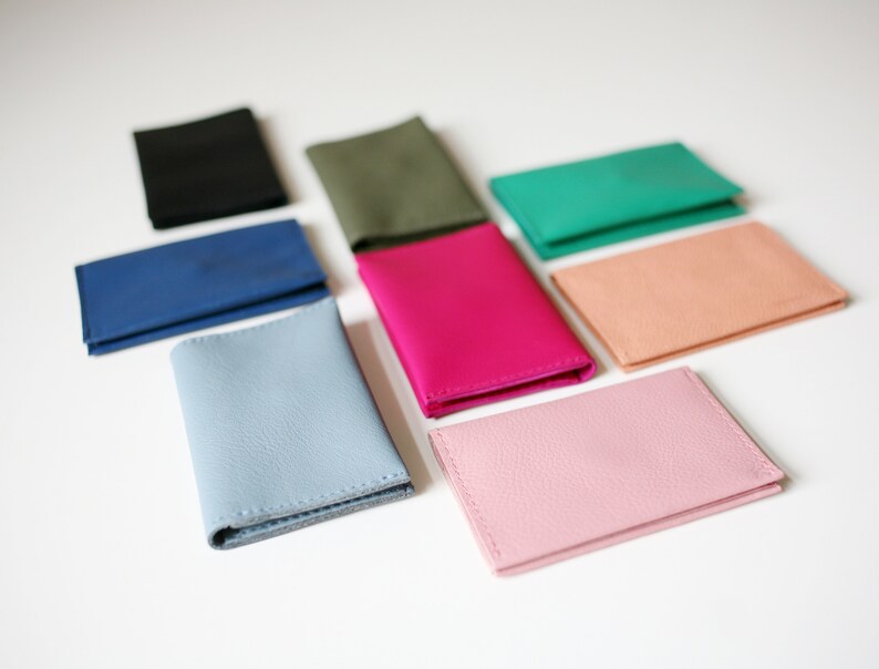 Miniportemonnaie echt Leder in 6 Farben, Kartenetui 10x6,5cm, Partygeldbörse, Kartenhülle Pink Fuchsia