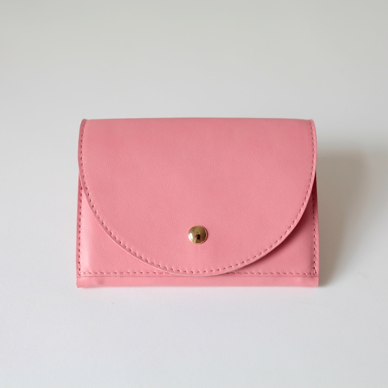 Clutch Wallet Medium Flamingo Pink, Leather Clutch, Secretary Wallet Flamingo Pink
