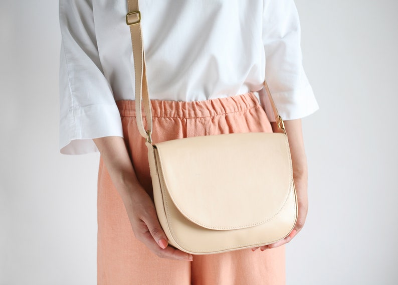 Crossbody Saddle Bag Cognac Brown minimalistic shoulder bag Etsy