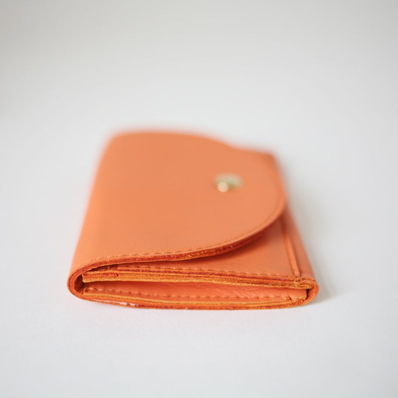 Small Wallet Tangerine, flat womens wallet, small leather purse, mens wallet image 3