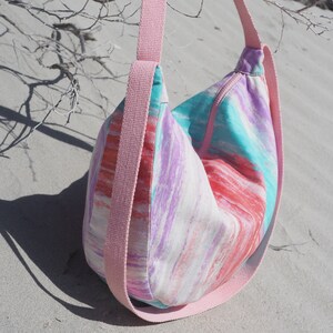 Borsa a tracolla Upcycling Mix di colori / Rosa immagine 6