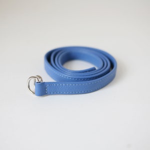 Slim leather belt cornflower blue, minimalistic belt 7 colors available