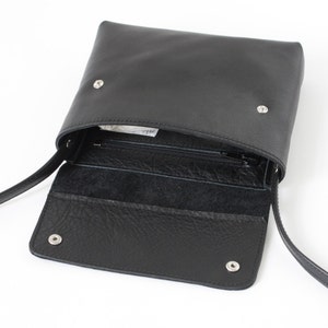 Black Mini Crossbody Purse, small leather purse, evening bag, black cross body bag image 4