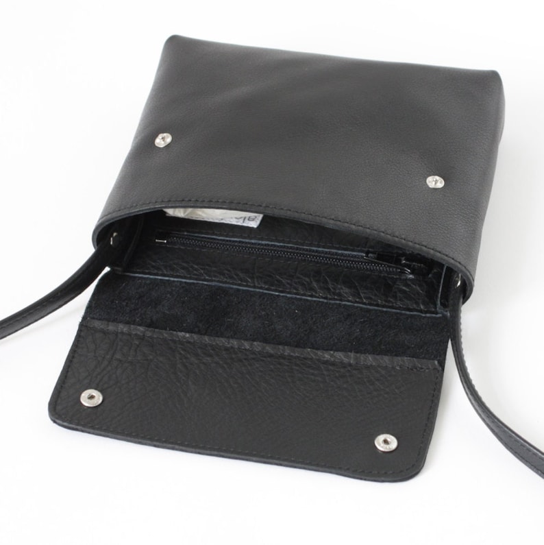 Black Mini Crossbody Purse, small leather purse, evening bag, black cross body bag image 4