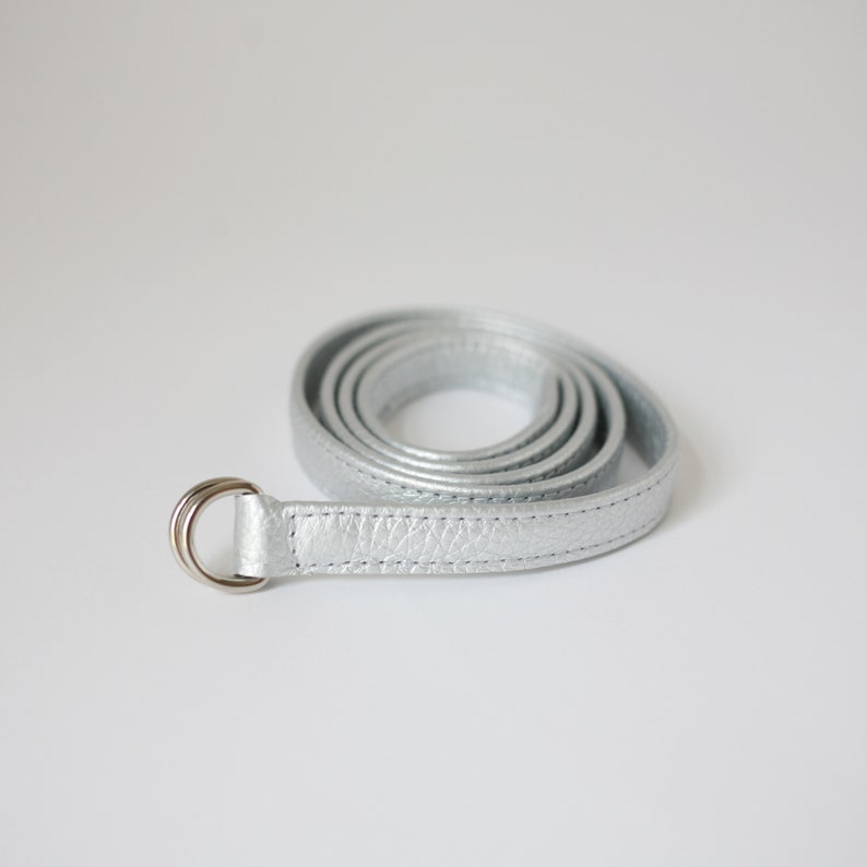 Schmaler Ledergürtel echt Leder, Gürtel erhältlich in 9 Farben Silver/Silver