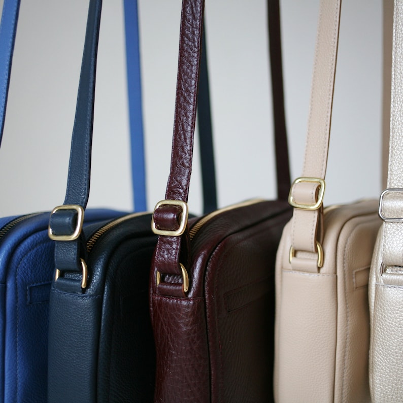 Crossbody Zip Bag M Blue Leather, leather purse, shoulder bag, cross body purse, handbag image 6