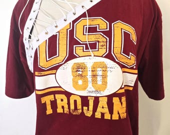 Vintage USC Trojans Rework T Shirt / University Southern California / M