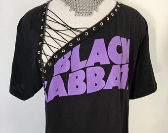 Black Sabbath Lace Up T Shirt, Size L
