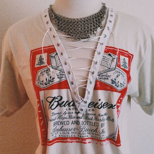 Budweiser Beer Lace up T-shirt Top 