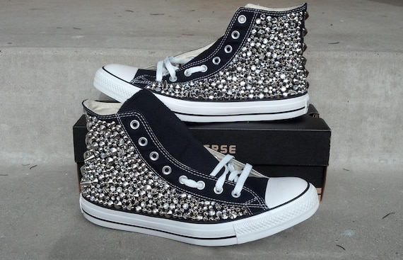 Scarpe Converse personalizzate con borchie, alte con borchie di
