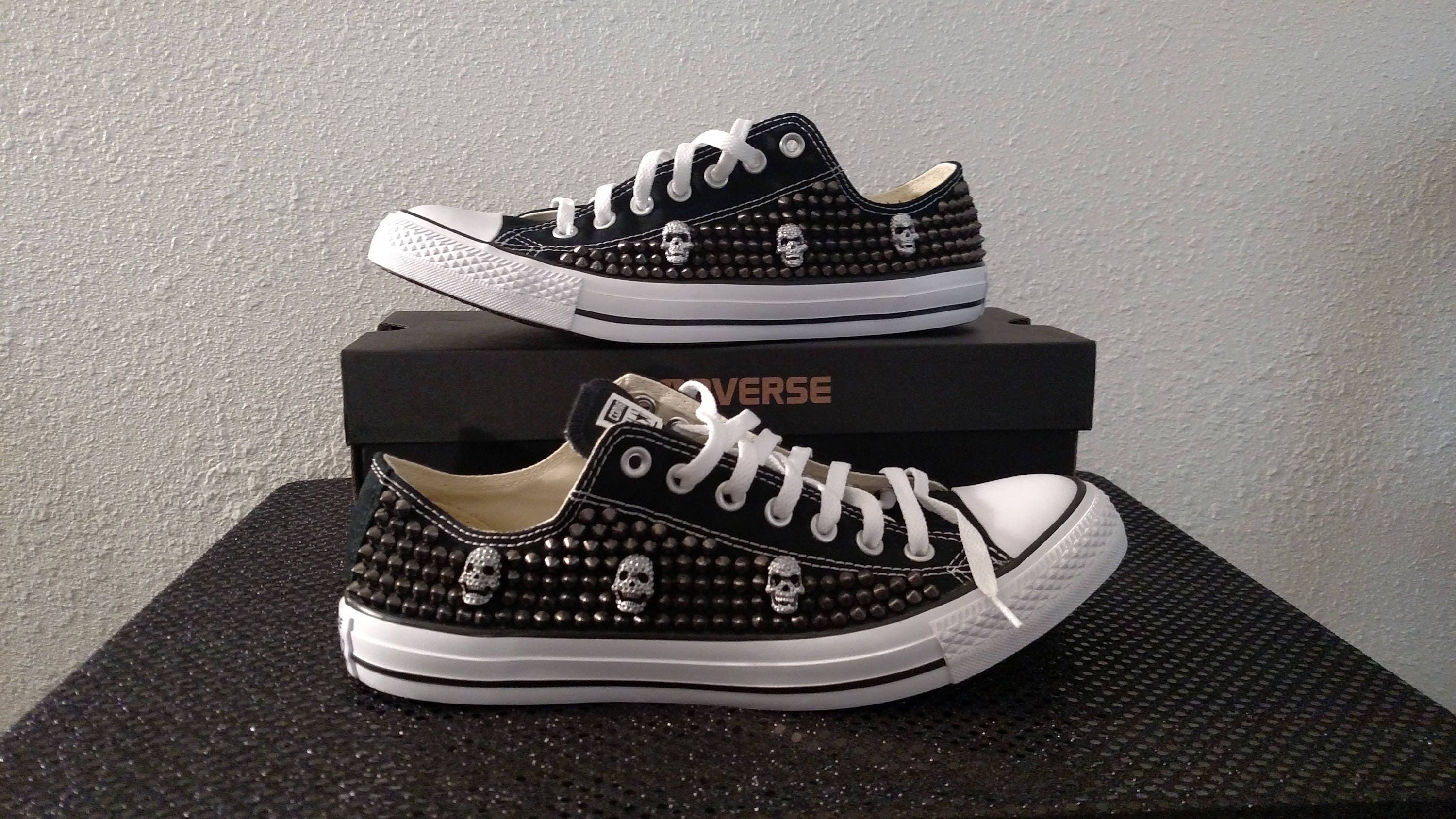Studded Converse Shoes Skulls Brand New Converse Low Top - Etsy