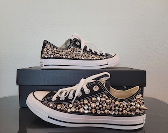Custom Studded Converse, Rhinestone and Spike Studded Converse Shoes (ALL 4 SIDES STUDDED)