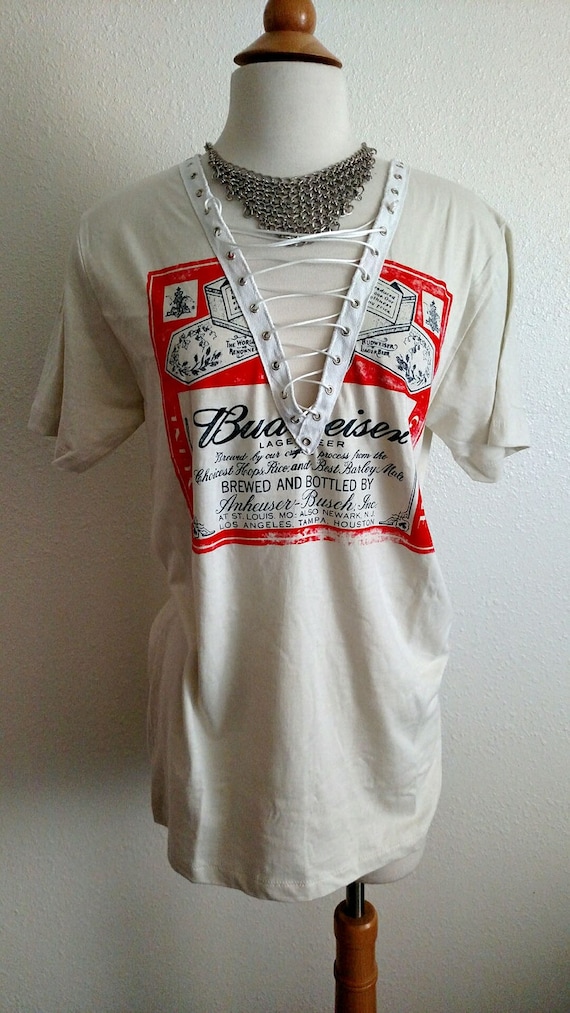 Budweiser Beer Lace up T-shirt Top 