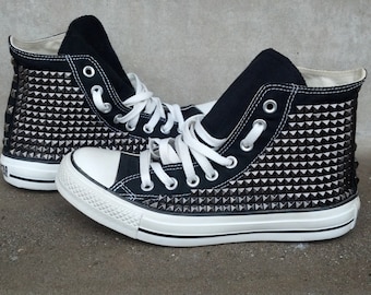 Studded Converse Shoes, Custom Studded Converse Chuck Taylor All Star Shoes High Tops *2 sides studded*