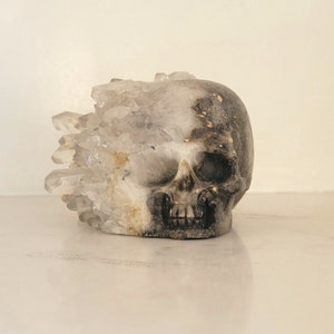 Hand Carved Skull Geode Crystal Quartz