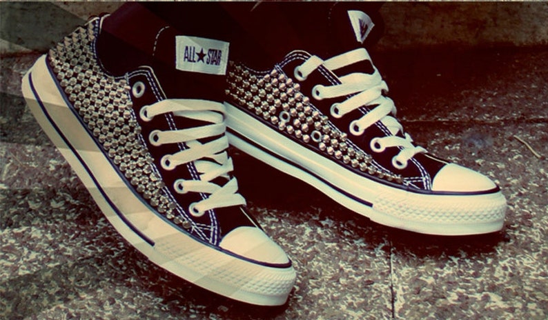 Studded Converse Shoes, Custom Studded Low Top Chuck Taylors ALL 4 SIDES STUDDED image 1