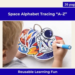 Alphabet-Verfolgungskarten für Kleinkinder Weltraum-Lernaktivität (A - Z)
