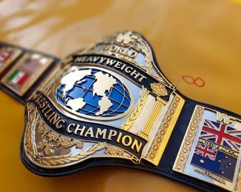 Hulk Hogan 1986 Championship Wrestling Belt, 2MM Metal Gold Plated, Real Leather Strap