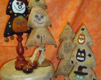 Primitive Halloween Wollfilz und Musselin Totem Bäume Muster PDF
