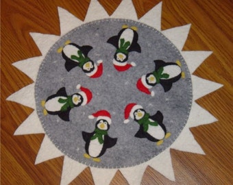 Wollfilz Weihnachts-Pinguine/Penny Rug Epattern PDF