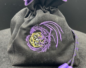 Bolsa para dados de dragón amatista D20