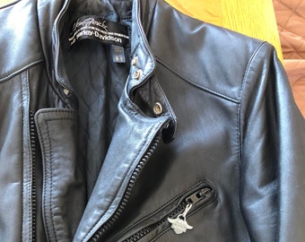 Harley Davidson AMF Vintage Black Leather Jacket Size 42