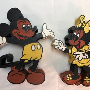 Mickey and Minnie Mouse Wooden Wall Hangers ONE of a Kind Handmade