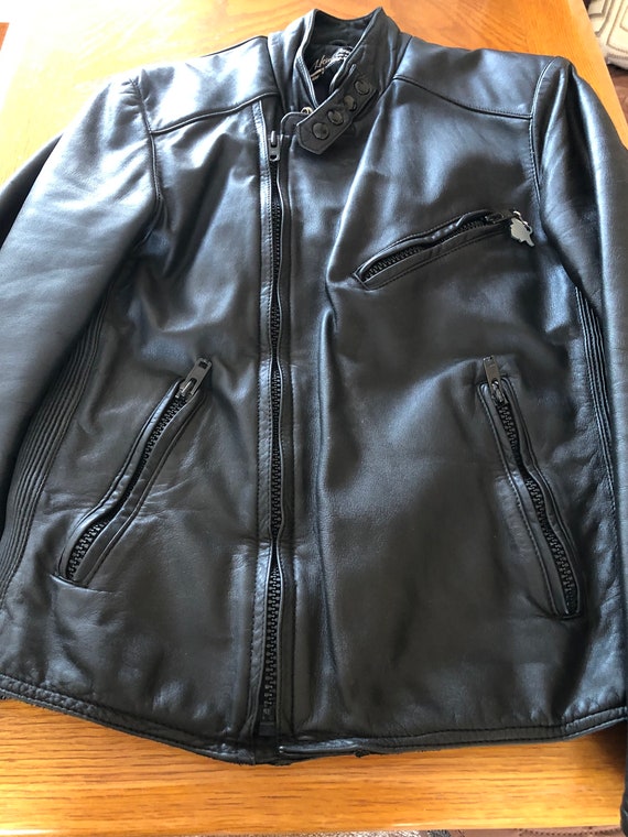 Harley Davidson AMF Vintage Black Leather Jacket Size… - Gem