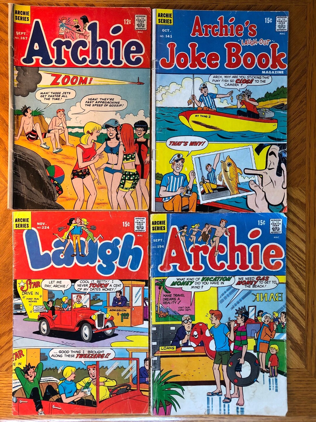 5 Archie Comics: Sept. 1966 No. 167, Oct. 1969 No. 141, Nov. 1969 No ...
