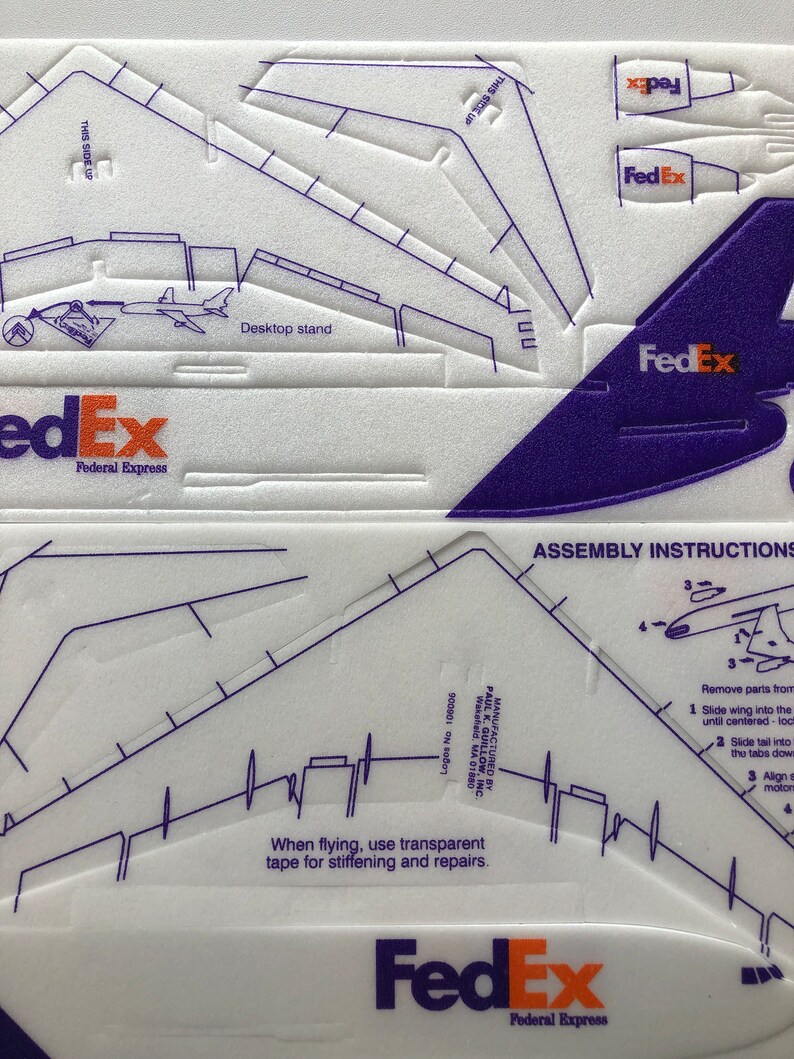1980s Styrofoam Fedex DC10 Glider Plane Set of 2 Ready to Assemble Etsy