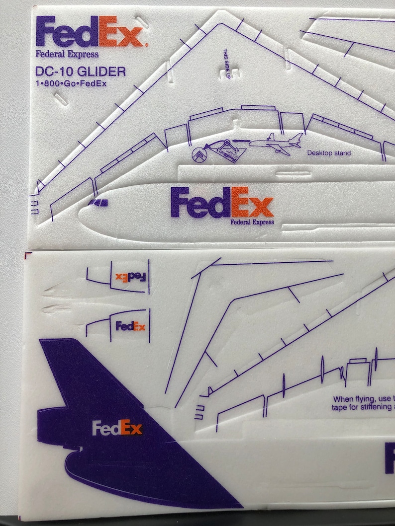 1980s Styrofoam Fedex DC10 Glider Plane Set of 2 Ready to Assemble Etsy