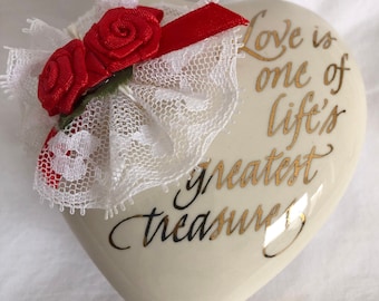 Love is One of Life's Greatest Treasures - Heart Trinket Box American Greetings New - Never Used