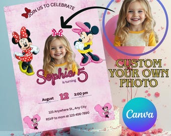 Personalized Editable Minnie Mouse Birthday Invitation, Minnie Mouse Birthday, 1st Birthday, Mouse Birthday Invite, Girls minnie invitations