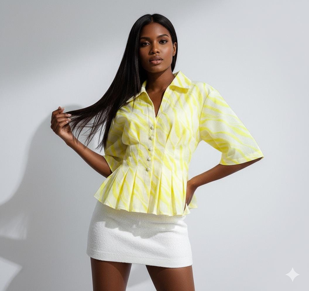 Yellow Peplum Top - Etsy
