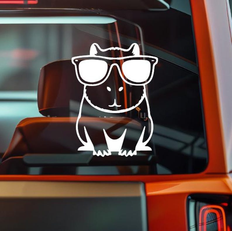 Cool Capibara Sticker | Cute Animal Car Decal With Sunglasses | Funny ...