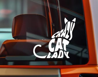 Adesivo de Gato Louco | Adesivo Engraçado para Amantes de Gatos | Adesivo de Vinil à Prova D'água para Carro para Mães de Gatos, Presente Fofo para Amantes de Animais e Donos de Gatos