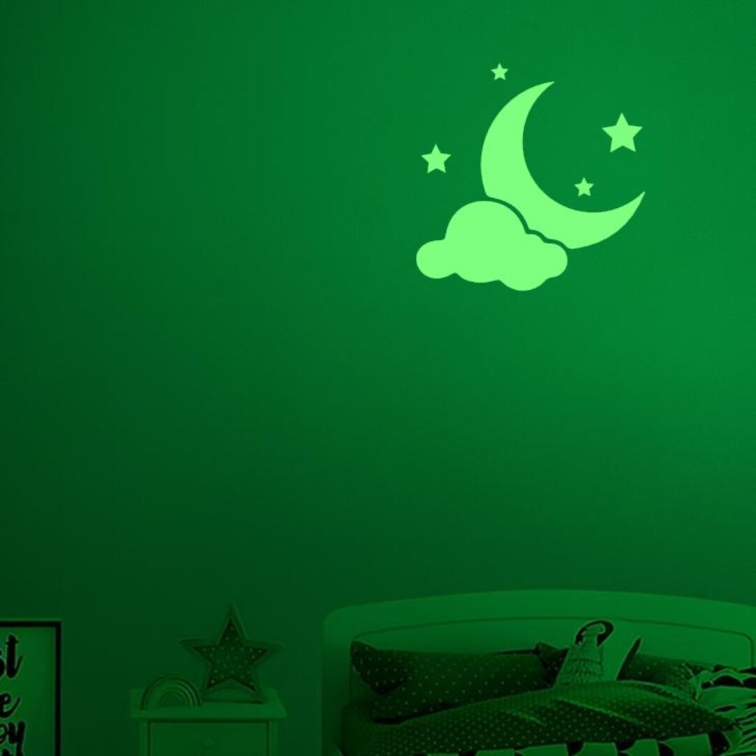 Cloud Moon and Stars Decal | Waterproof Vinyl Sticker | Glow in the ...
