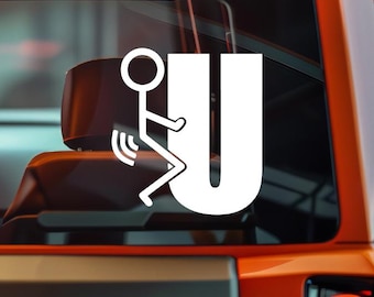 Funny Stick Figure Decal | I U Car Sticker | Waterproof Vinyl Truck Window Decal | Rear Window Humor Sticker