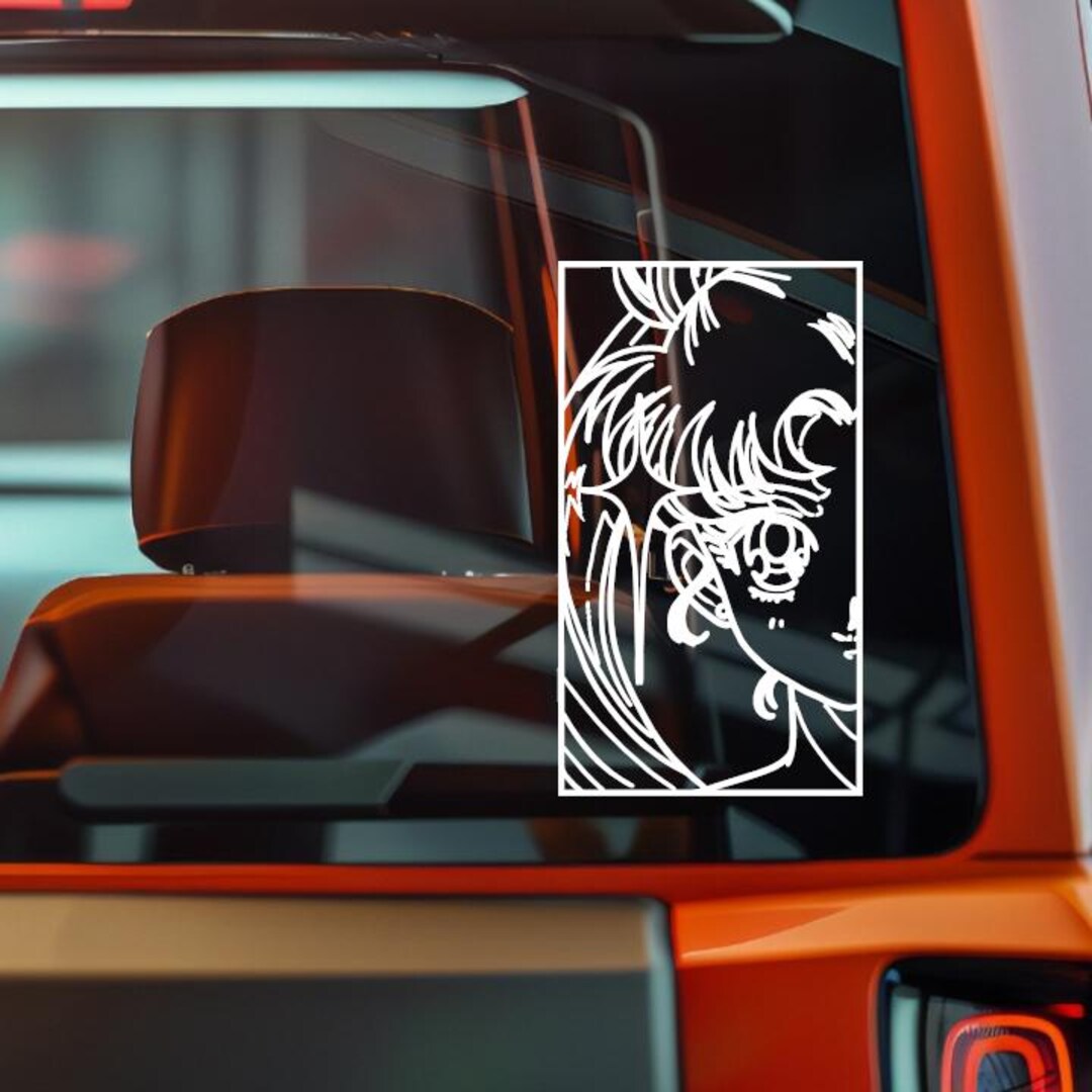Anime Girl Car Sticker | Aesthetic Manga Face Vinyl Decal | Cute ...