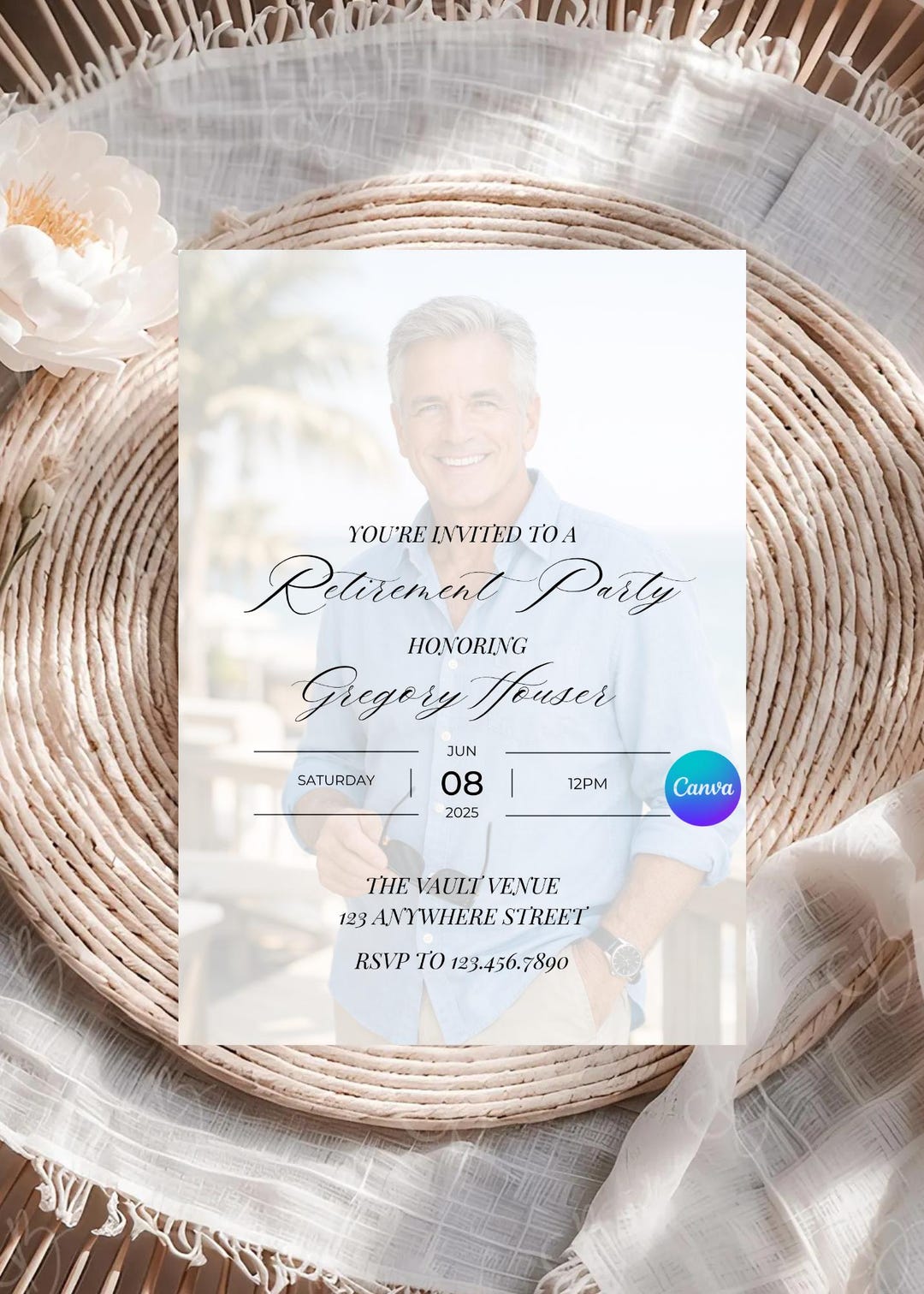 Retirement Party Invitation, Photo Retirement Invitation, Canva ...