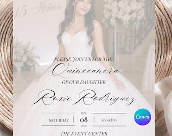 Quinceañera Invite, Digital Download, Sweet 15 Birthday, Photo Picture Quinceañera Invitation, Printable Mis Quince Años Invitacion