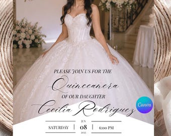 Quinceañera Invite Digital Sweet 15 Editable Birthday Invite Quinceañera Party Template Printable Mis Quince Años Invitacion