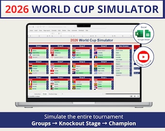 2026 World Cup Simulator Excel Template | Football Tournament Bracket Predictor (Digital Download)