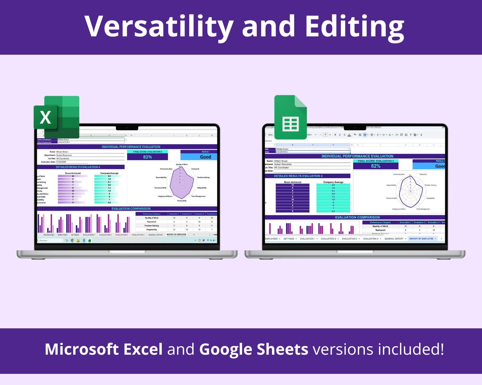 Employee Performance Review Template Excel & Google Sheets | HR ...